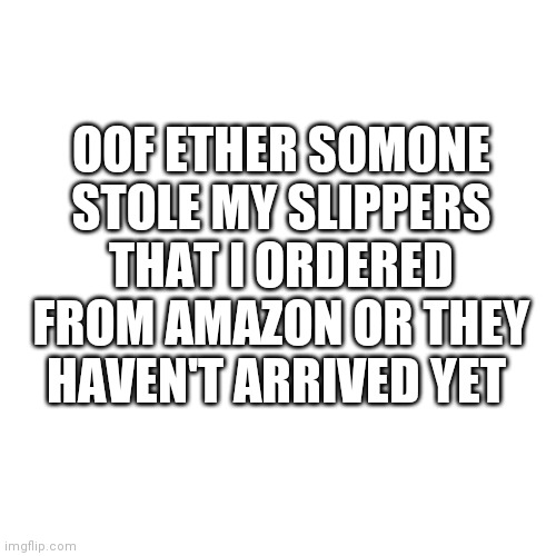 I hope it's the 2nd one | OOF ETHER SOMONE STOLE MY SLIPPERS THAT I ORDERED FROM AMAZON OR THEY HAVEN'T ARRIVED YET | image tagged in memes,porch pirates | made w/ Imgflip meme maker