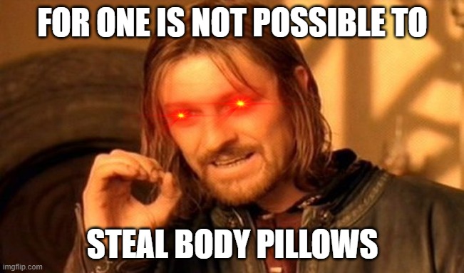 Fake NSFW be like: | FOR ONE IS NOT POSSIBLE TO; STEAL BODY PILLOWS | image tagged in memes,one does not simply | made w/ Imgflip meme maker