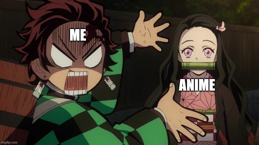 I love anime | ME; ANIME | image tagged in anime meme | made w/ Imgflip meme maker