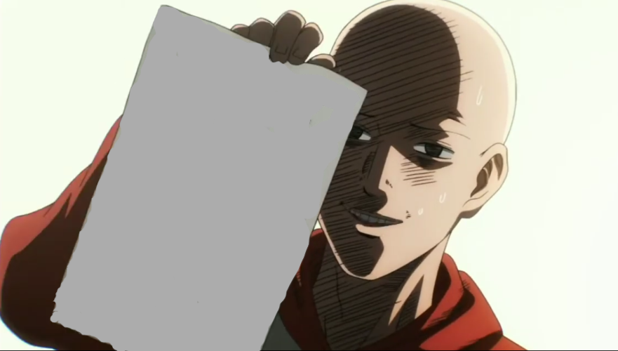 Saitama holding paper Blank Meme Template