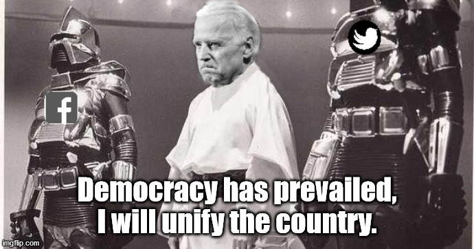 Count Baltar...I mean Biden | Democracy has prevailed, I will unify the country. | image tagged in joe biden,democracy | made w/ Imgflip meme maker