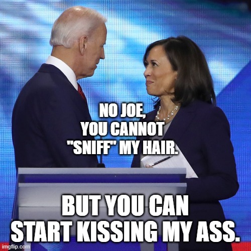 NO JOE, YOU CANNOT "SNIFF" MY HAIR. BUT YOU CAN START KISSING MY ASS. | made w/ Imgflip meme maker