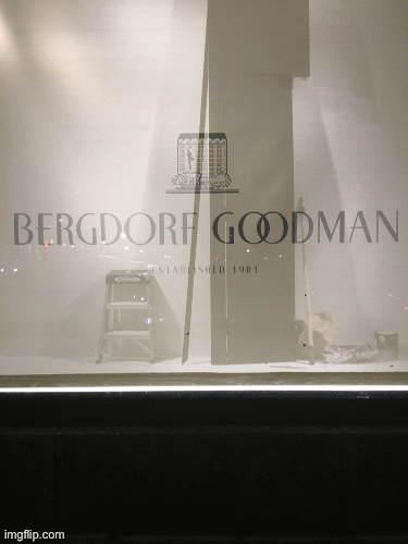 Wistful Window Display | image tagged in fashion,rhode,huishan zhang,window design,bergdorf goodman,brian einersen | made w/ Imgflip images-to-gif maker