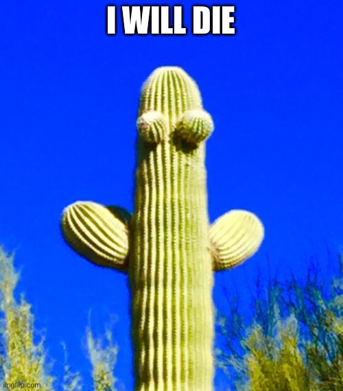 Huggy Cactus  | I WILL DIE | image tagged in huggy cactus | made w/ Imgflip meme maker