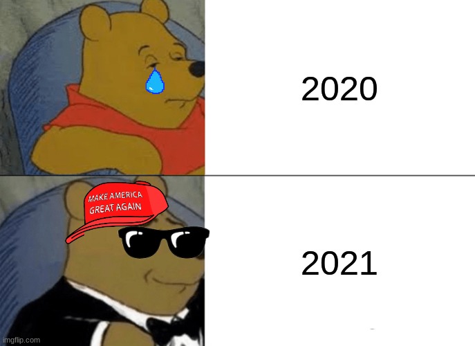 Tuxedo Winnie The Pooh | 2020; 2021 | image tagged in memes,tuxedo winnie the pooh | made w/ Imgflip meme maker