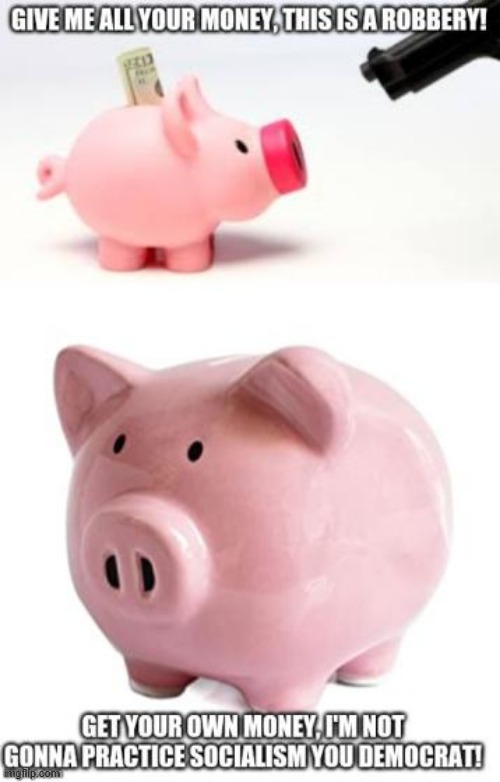 Piggy Bank Political Robbery Democrat Version. | image tagged in political meme | made w/ Imgflip meme maker