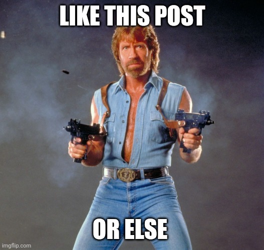 Chuck Norris Guns | LIKE THIS POST; OR ELSE | image tagged in memes,chuck norris guns,chuck norris | made w/ Imgflip meme maker