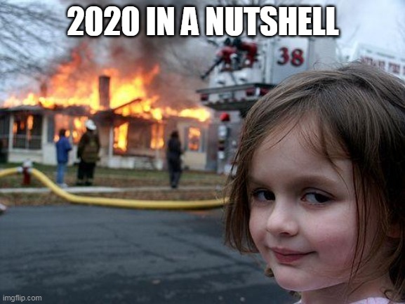 This was basically 2020 | 2020 IN A NUTSHELL | image tagged in memes,disaster girl,in a nutshell,2020 | made w/ Imgflip meme maker
