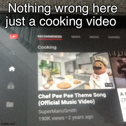 Ah yes the swearing chef. CHEF PEE PEE! | Nothing wrong here just a cooking video | image tagged in sml,jeffy,chef pee pee,chef pp,youtube,cooking | made w/ Imgflip meme maker