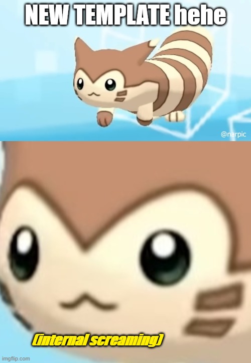 Furret scream | NEW TEMPLATE hehe | image tagged in furret scream | made w/ Imgflip meme maker