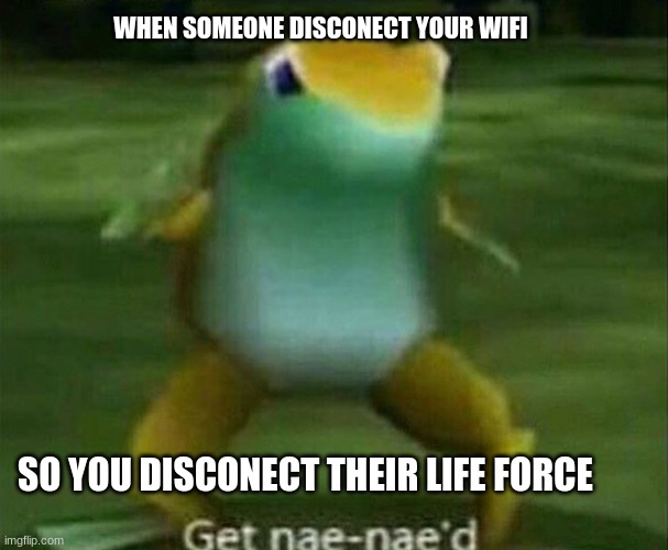 Get nae-nae'd | WHEN SOMEONE DISCONECT YOUR WIFI; SO YOU DISCONECT THEIR LIFE FORCE | image tagged in get nae-nae'd | made w/ Imgflip meme maker