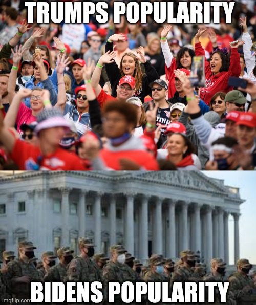 Politics and stuff | TRUMPS POPULARITY; BIDENS POPULARITY | image tagged in funny memes | made w/ Imgflip meme maker