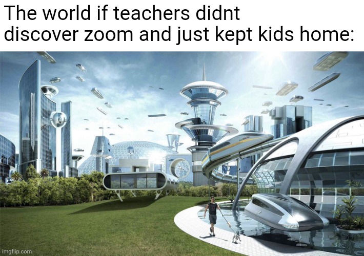 *insert linustechtips here* | The world if teachers didnt discover zoom and just kept kids home: | image tagged in the future world if,memes,funny | made w/ Imgflip meme maker