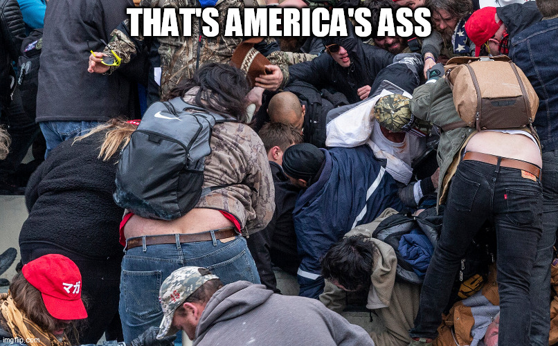 January 6th 2021 - Gift of the Maga | THAT'S AMERICA'S ASS | image tagged in maga,january 6th,2021,usa,rampage,capitol hill | made w/ Imgflip meme maker