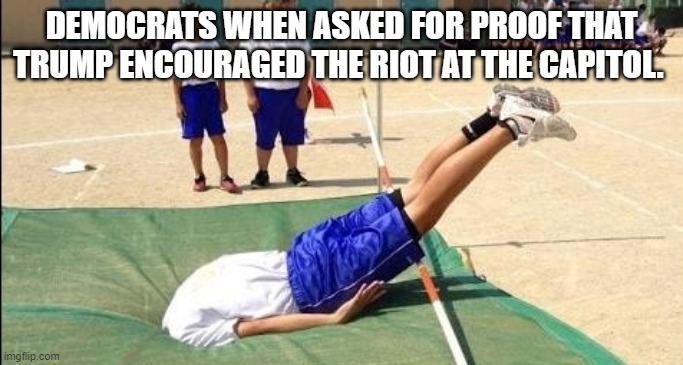 head in the ground | DEMOCRATS WHEN ASKED FOR PROOF THAT TRUMP ENCOURAGED THE RIOT AT THE CAPITOL. | image tagged in head in the ground | made w/ Imgflip meme maker