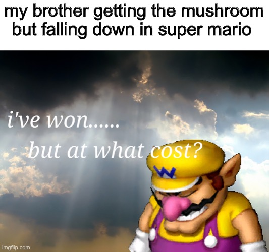rip | my brother getting the mushroom but falling down in super mario | made w/ Imgflip meme maker