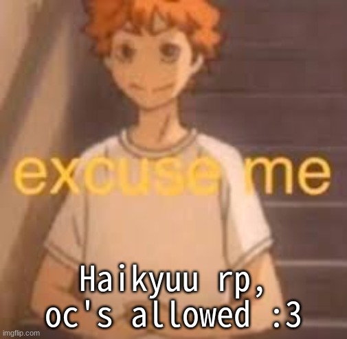excuse me | Haikyuu rp, oc's allowed :3 | image tagged in excuse me | made w/ Imgflip meme maker