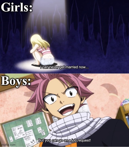 Natsu and Lucy | Girls:; Boys: | image tagged in natsu fairytail,fairy tail,fairy tail meme,fairy tail guild,girls,shipping | made w/ Imgflip meme maker