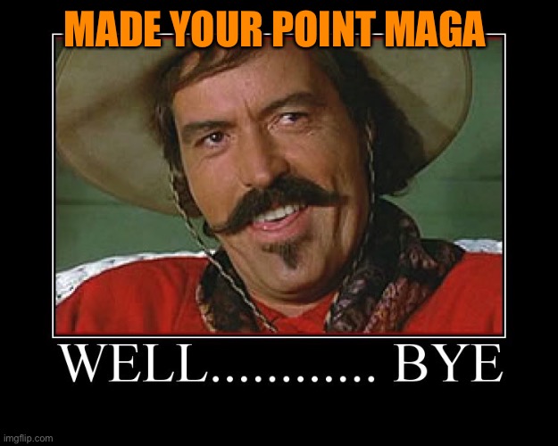 Well...bye | MADE YOUR POINT MAGA | image tagged in well bye | made w/ Imgflip meme maker