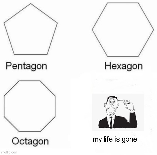Pentagon Hexagon Octagon | my life is gone | image tagged in memes,pentagon hexagon octagon | made w/ Imgflip meme maker