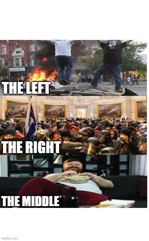 View from the middle. | THE LEFT; THE RIGHT; THE MIDDLE | image tagged in funny | made w/ Imgflip meme maker