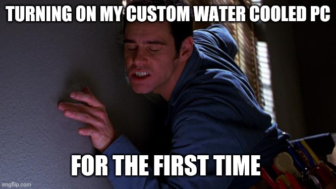 For the love of pcmr | TURNING ON MY CUSTOM WATER COOLED PC; FOR THE FIRST TIME | image tagged in cable guy | made w/ Imgflip meme maker