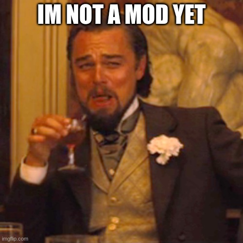 mod m pls | IM NOT A MOD YET | image tagged in memes,laughing leo | made w/ Imgflip meme maker