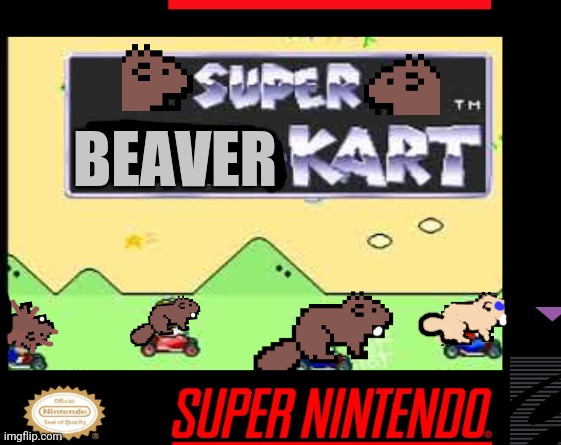 Best new SNES game | BEAVER | image tagged in beavers,snes,mario kart,best new games,fake,video games | made w/ Imgflip meme maker