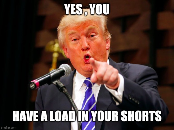 trump point | YES , YOU HAVE A LOAD IN YOUR SHORTS | image tagged in trump point | made w/ Imgflip meme maker