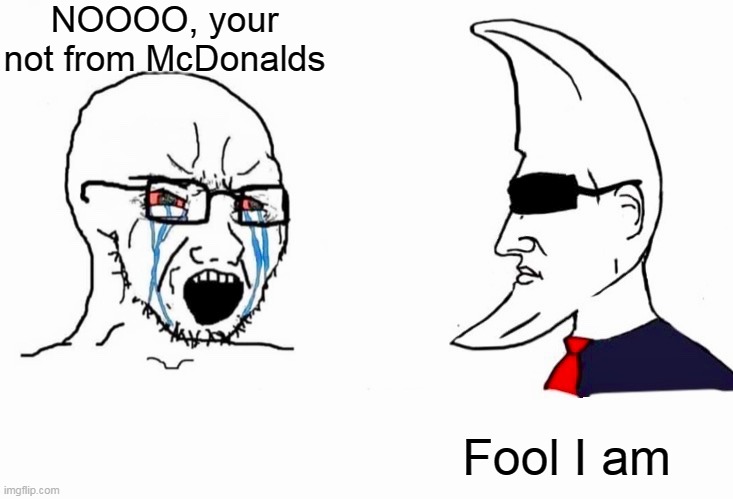 For M00N_MAN.exe | NOOOO, your not from McDonalds; Fool I am | image tagged in m00n_man exe | made w/ Imgflip meme maker