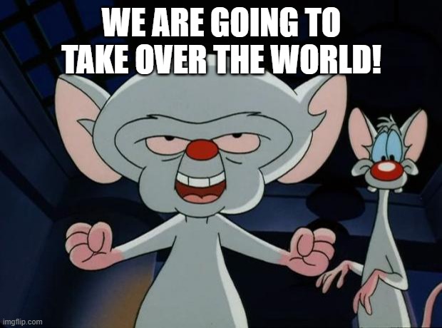 Pinky and the Brain | WE ARE GOING TO TAKE OVER THE WORLD! | image tagged in pinky and the brain | made w/ Imgflip meme maker
