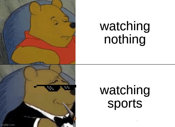 Tuxedo Winnie The Pooh Meme | watching nothing; watching sports | image tagged in memes,tuxedo winnie the pooh | made w/ Imgflip meme maker