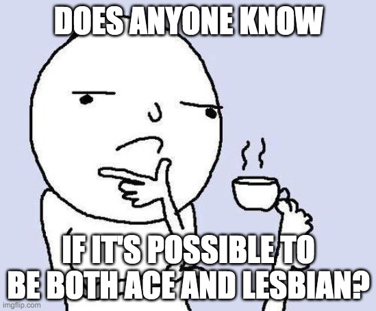 I need help | DOES ANYONE KNOW; IF IT'S POSSIBLE TO BE BOTH ACE AND LESBIAN? | image tagged in thinking meme | made w/ Imgflip meme maker