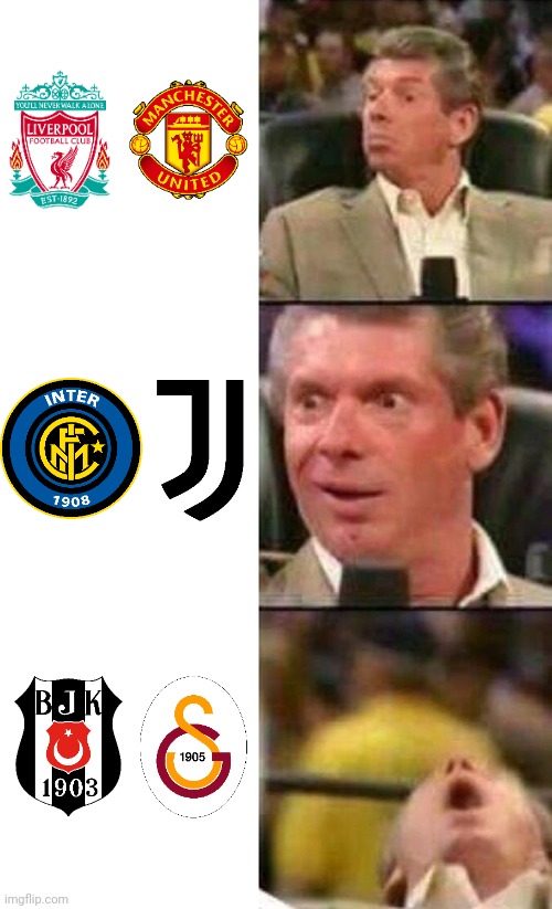 These games are gonna be lit! | image tagged in liverpool,manchester united,inter,juventus,besiktas,galatasaray | made w/ Imgflip meme maker