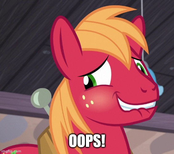 Blushed Big Macintosh (MLP) | OOPS! | image tagged in blushed big macintosh mlp | made w/ Imgflip meme maker