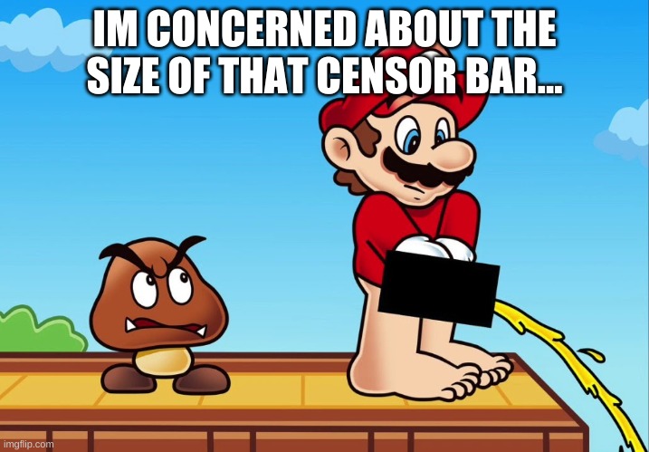 how did i come to this? | IM CONCERNED ABOUT THE SIZE OF THAT CENSOR BAR... | image tagged in memes,funny,mario,pee,bruh | made w/ Imgflip meme maker