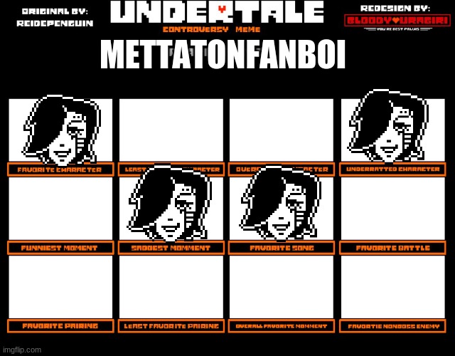 I think you get the gist. | METTATONFANBOI | image tagged in undertale controversy meme | made w/ Imgflip meme maker