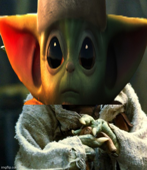 Oooof | image tagged in grogu,baby yoda,yoda,transparent,weird | made w/ Imgflip meme maker