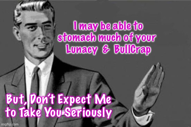 You're an idiot... | I may be able to stomach much of your 
Lunacy  &  BullCrap; But, Don’t Expect Me 
to Take You Seriously | image tagged in you're an idiot | made w/ Imgflip meme maker