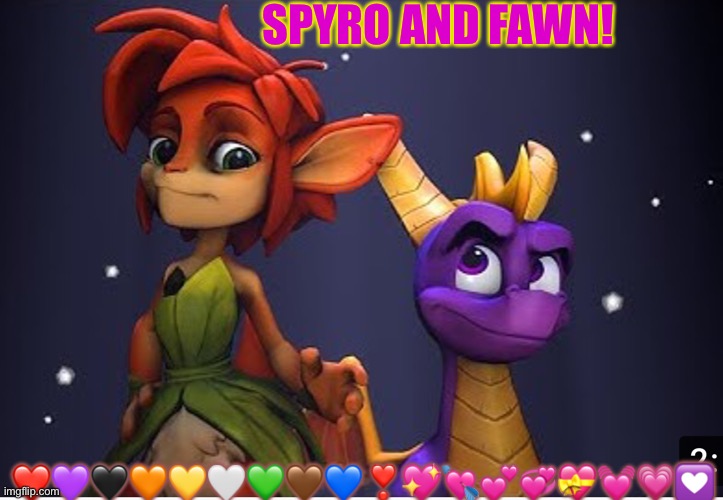 Spyro and Lover! | SPYRO AND FAWN! ❤️💜🖤🧡💛🤍💚🤎💙❣️💖💘💕💞💝💓💗💟 | image tagged in spyro and lover | made w/ Imgflip meme maker