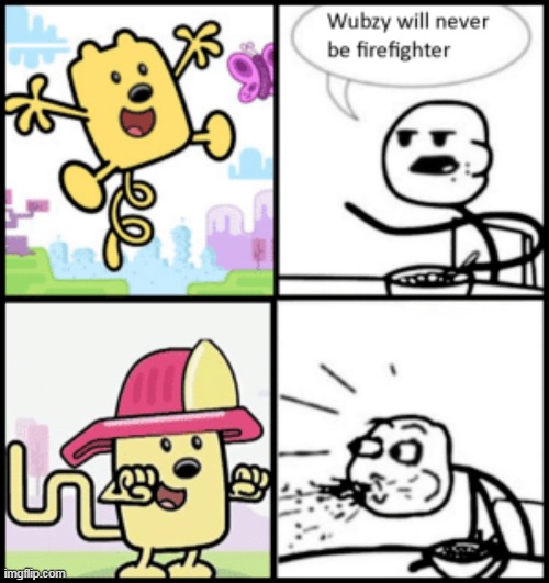 Wubbzy the Fire Fighter | image tagged in fire,fighter,wubbzy | made w/ Imgflip meme maker