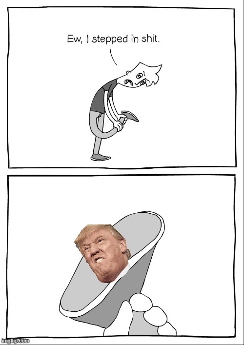 Stepped meme | image tagged in ew i stepped in shit,memes,trump | made w/ Imgflip meme maker