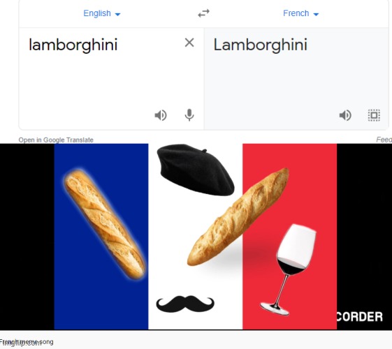 Lamborghinis n' Baguettes | made w/ Imgflip meme maker