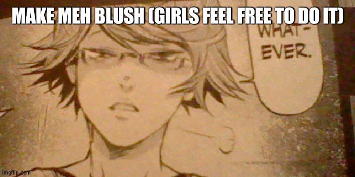 Nishiki whatever | MAKE MEH BLUSH (GIRLS FEEL FREE TO DO IT) | image tagged in nishiki whatever | made w/ Imgflip meme maker