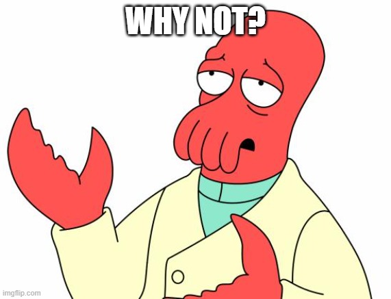 Futurama Zoidberg Meme | WHY NOT? | image tagged in memes,futurama zoidberg | made w/ Imgflip meme maker