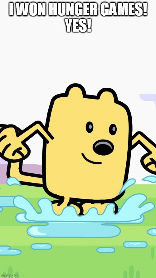 YES YES YES | I WON HUNGER GAMES!
YES! | image tagged in wubbzy jumping in puddles,wubbzy,hunger games | made w/ Imgflip meme maker