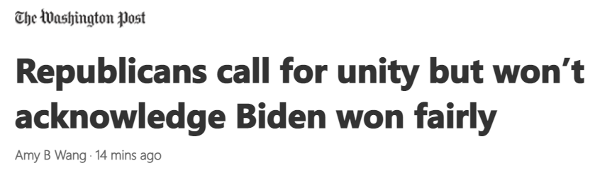 High Quality Republicans call for unity but won't acknowledge Biden won Blank Meme Template