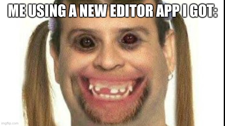 ME USING A NEW EDITOR APP I GOT: | image tagged in funny | made w/ Imgflip meme maker
