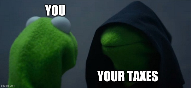 Evil Kermit Meme | YOU; YOUR TAXES | image tagged in memes,evil kermit | made w/ Imgflip meme maker