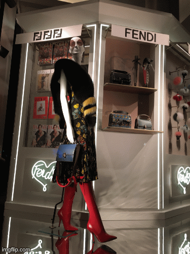 Walk of Shame in Raunchy Red Pumps | image tagged in gifs,fashion,window design,fendi,walk of shame,brian einersen | made w/ Imgflip images-to-gif maker